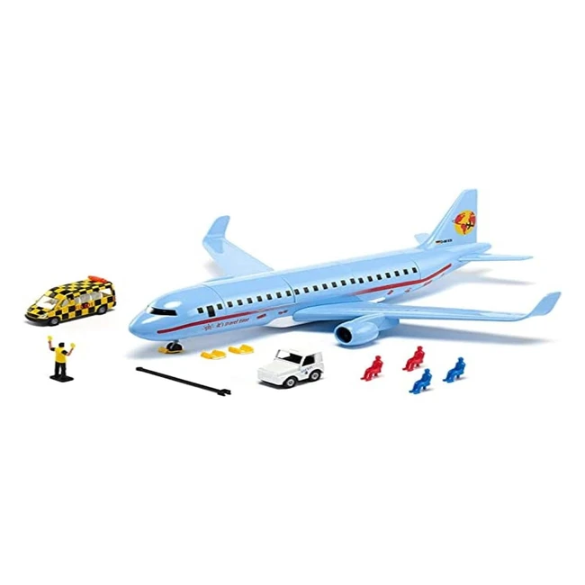 Siku 5402 Aereo di Linea con Accessori - Plastica Azzurro - Multifunzionale - Compatibile con Modellini Siku