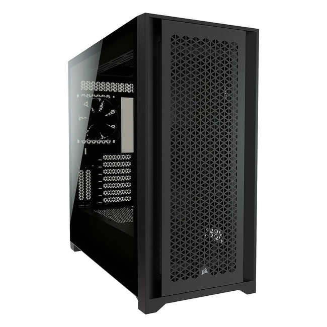 Corsair 5000D Airflow Midtower ATX PC Gehäuse, Glasfront, hoher Luftstrom, RapidRoute Kabelmanagement, 2x 120mm Lüfter, Schwarz