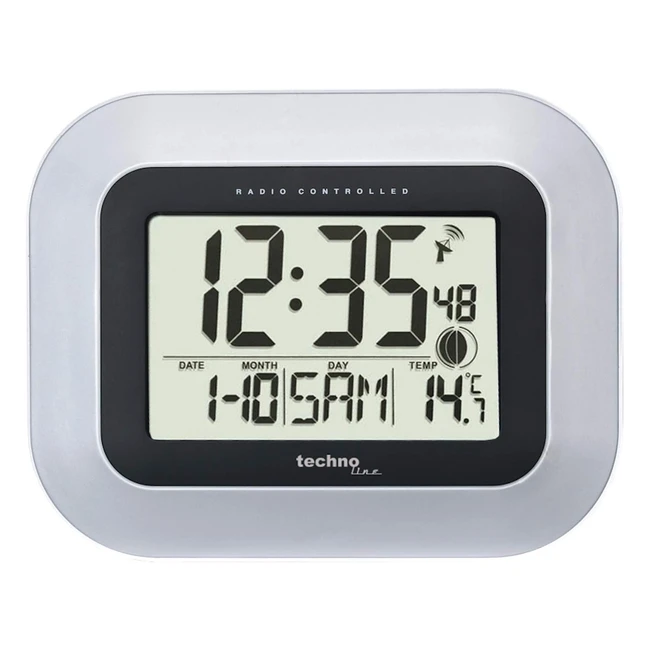 Technoline WS 8005 Funkwanduhr 226 x 3 x 18 cm Silber Schwarz - Radio gesteuert
