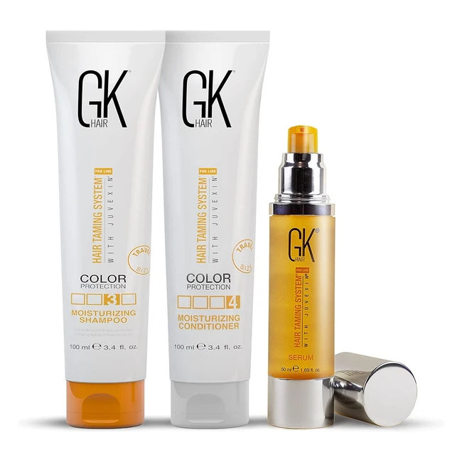 GK Hair Global Keratin Shampoo e Balsamo Idratante 34 fl oz/100ml + Siero Anti-Frizz all'Olio di Argan 169 fl oz/50ml