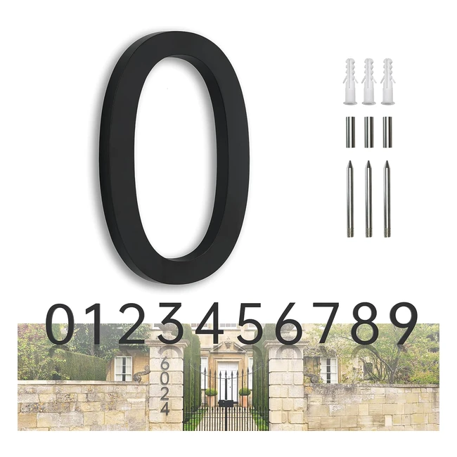 Plaque numéro de maison moderne 1770cm noir - Rue Métal Personnalisé