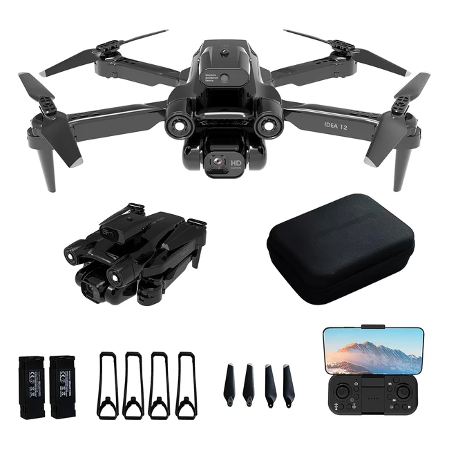 Drone avec 2 caméras réglage électrique 360°, évitement d'obstacles, wifi FPV, vidéo, quadcoptère télécommandé - IDEA12 2023