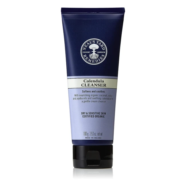 Neal's Yard Remedies Calendula Cleanser - Vegan, Gifts for Women - Gentle Cream Cleanser with Coconut, Olive, Jojoba Oil for Dry, Sensitive Skin - 100g