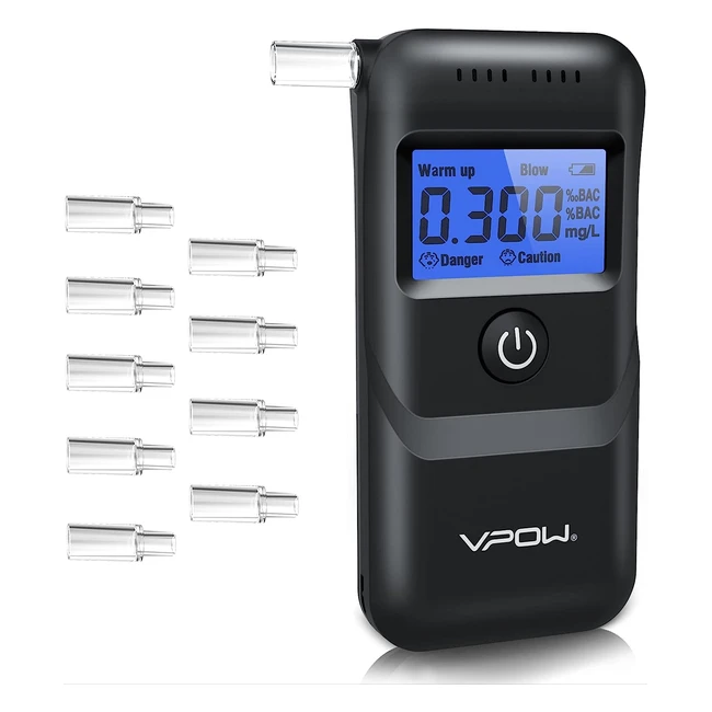 Alcoholímetro Vpow Homologado LCD Azul - Precisión de Grado - Uso Doméstico y Profesional