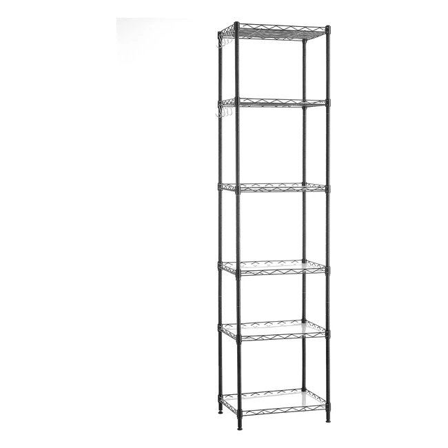SONGMICS Küchenregal 6 Ebenen Metallregal Standregal Hohenverstellbare Gitterablage 8 Shaken Schwarz LGR116B01