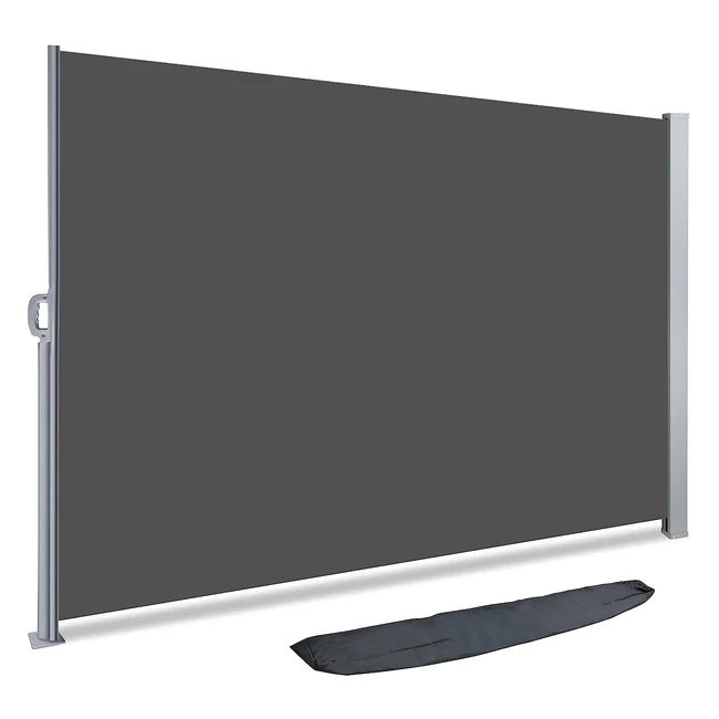 VOUNOT Seitenmarkise ausziehbar für Balkon, Garten und Terrasse - Sichtschutz, Windschutz, wasserdicht, Sonnenschutz - 140 x 300 cm - Grau