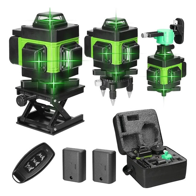 Nivel Láser Autonivelante KKnoon 16 Líneas 4D - Herramienta de Nivelación Vertical y Horizontal - 2 Baterías Recargables