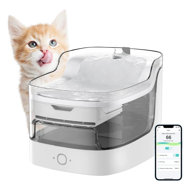 Lefant Smart Cat Water Fountain - Monitor Water Intake - 2L Capacity - Pet Fountain for Drinking