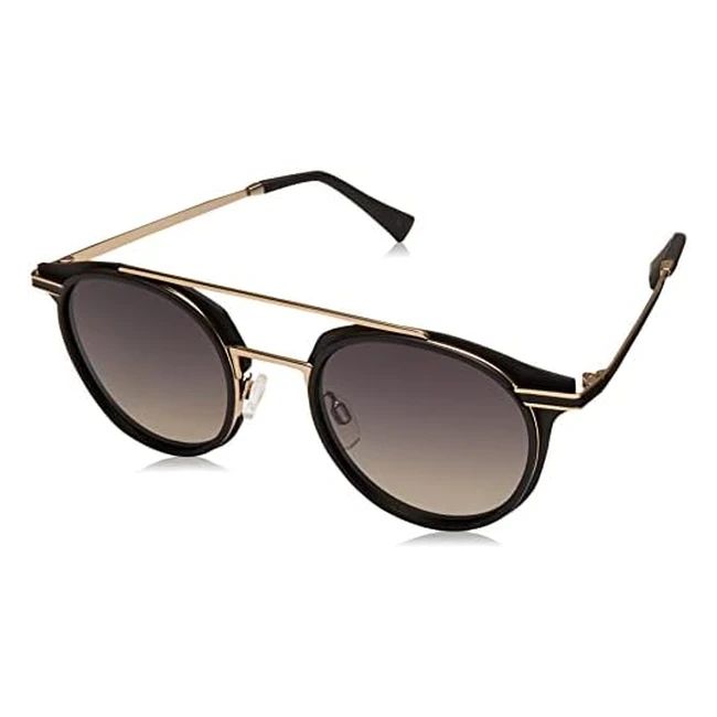 Hawkers Citylife Gafas de Sol Unisex Adulto - Montura Negra Redonda con Doble Puente Metálico Dorado