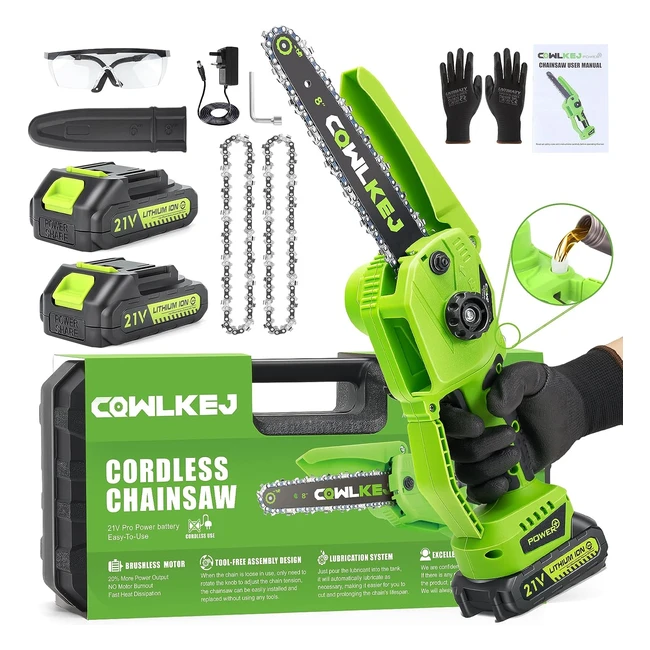 CQWLKEJ Mini Chainsaw Cordless 8inch Electric Chainsaw - Efficient Cutting, 2 Batteries, Portable - #Pruning #Chainsaw