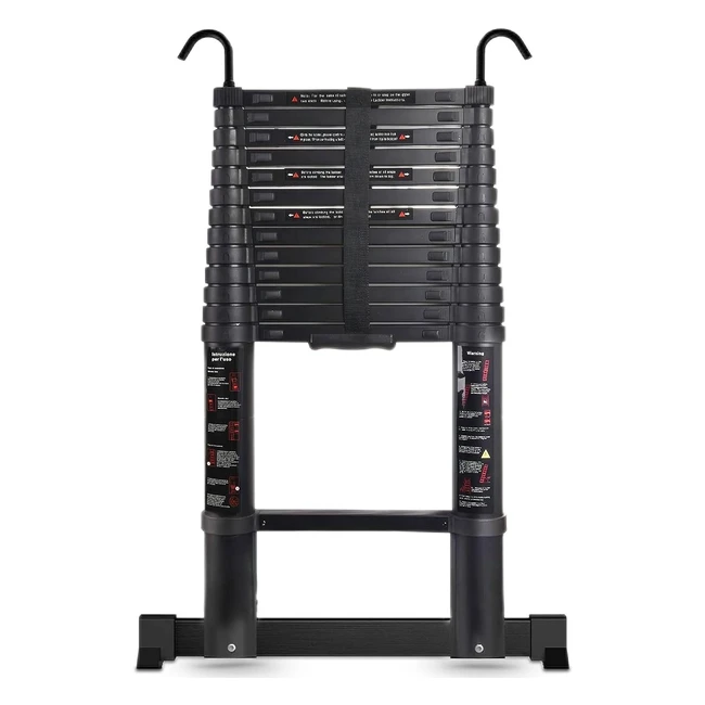 Échelle télescopique Nestling 5.4m en aluminium avec crochet de marche 360mm giron 15 noir