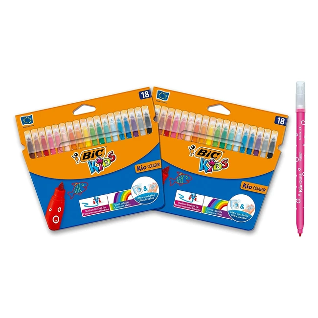 BIC 962702 Colour Felt Tip Colouring Pen - Multicolour | Intense Colors, Easy Wash, Perfect for Kids