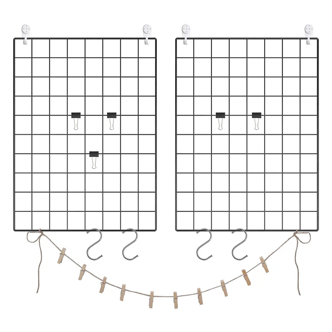 SONGMICS Set aus 2 Eisen-Gitter-Fotowänden aus Drahtgeflecht 42 x 31 cm - Kreativ und funktional