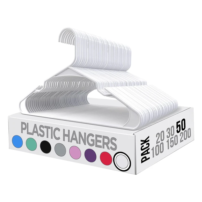 Utopia Home Clothes Hangers - 50 Pack, Heavy Duty Plastic, Space Saving, White