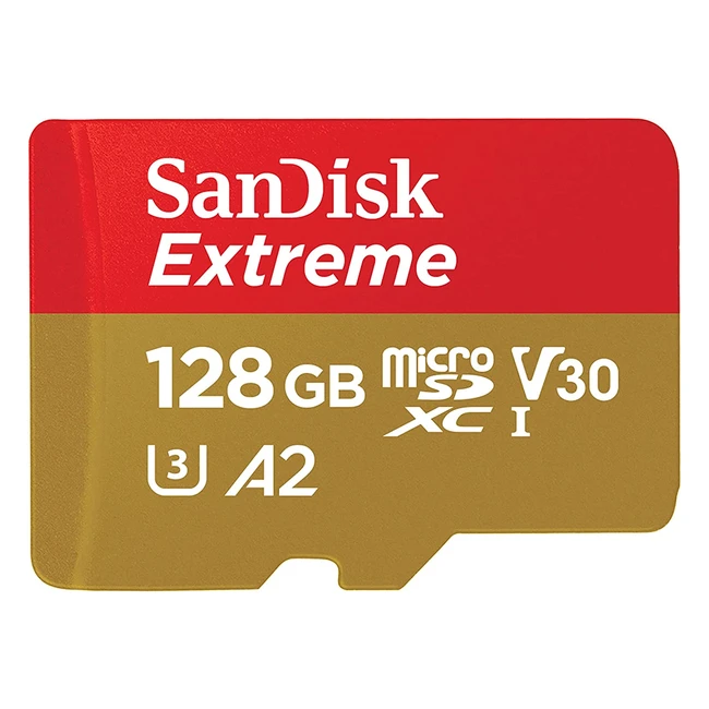 SanDisk 128GB Extreme microSDXC Card - Up to 190MB/s - A2 App Performance - UHS-I Class 10 U3 V30