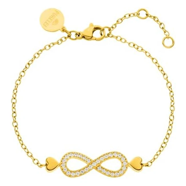 PURELEI Eternal Love Armband - Damen Armband aus Edelstahl - Wasserfest - Infinity und Herzanhänger - 16-19 cm Länge