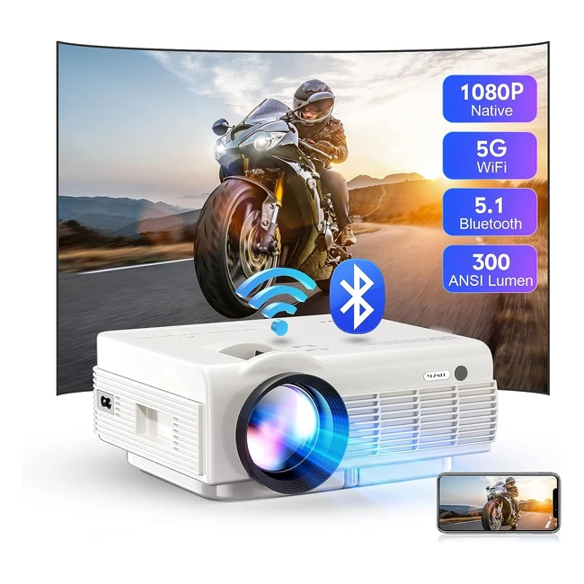 Projecteur Yezmek 5G WiFi Bluetooth Natif 1080p Full HD Mini LED Videoprojecteur 12000L 4K Support Portable