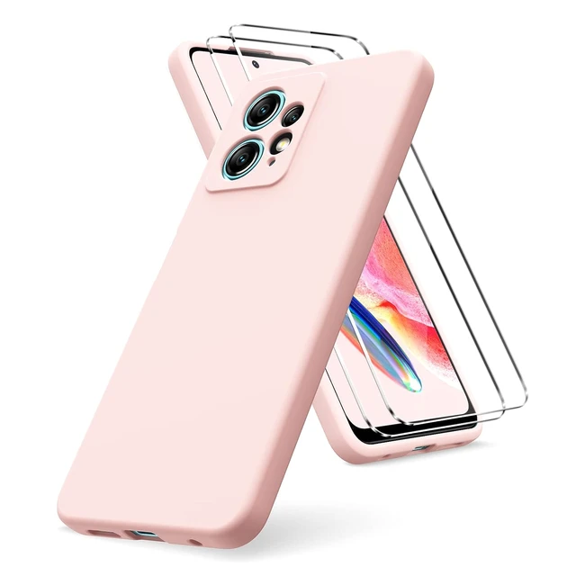Coque Vansdon pour Xiaomi Redmi Note 12 4G + 2 Films de Protection en Verre Trempé - Housse Souple en TPU Silicone Liquide - Antichoc - Rosa