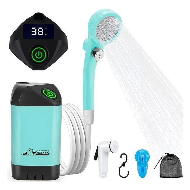 Ducha de Camping Portátil Wadeo con Pantalla Digital - Recargable y Sumergible - Ideal para Acampar y Caminatas