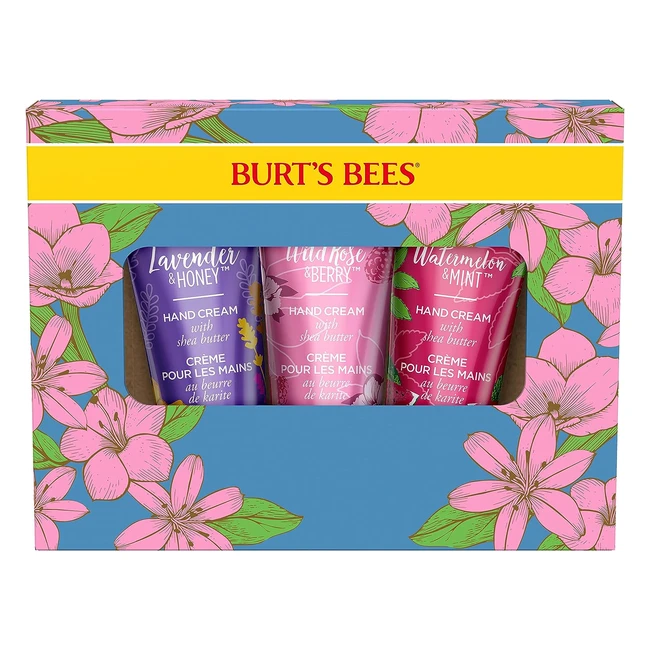 Burts Bees Hand Cream Gift Set - Shea Butter Lavender Honey Wild Rose Berry Watermelon Mint - 3 Pack