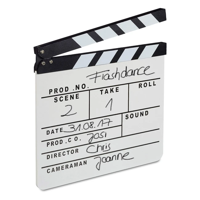 Lavagnetta Ciak in Legno Hollywood Clapperboard HXL 26x30 cm Bianca