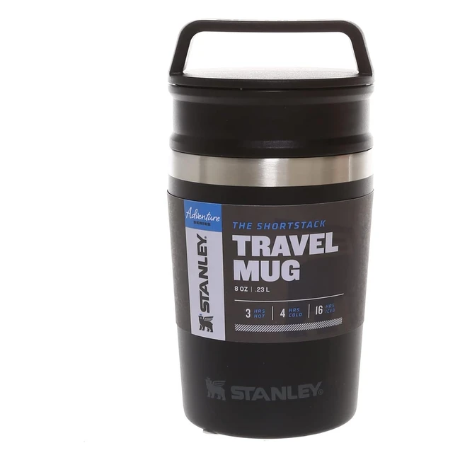 Mug de voyage Stanley Shortstack 023L - Noir mat - Étanche - Sans BPA - Compatible avec cafetière - Va au lave-vaisselle