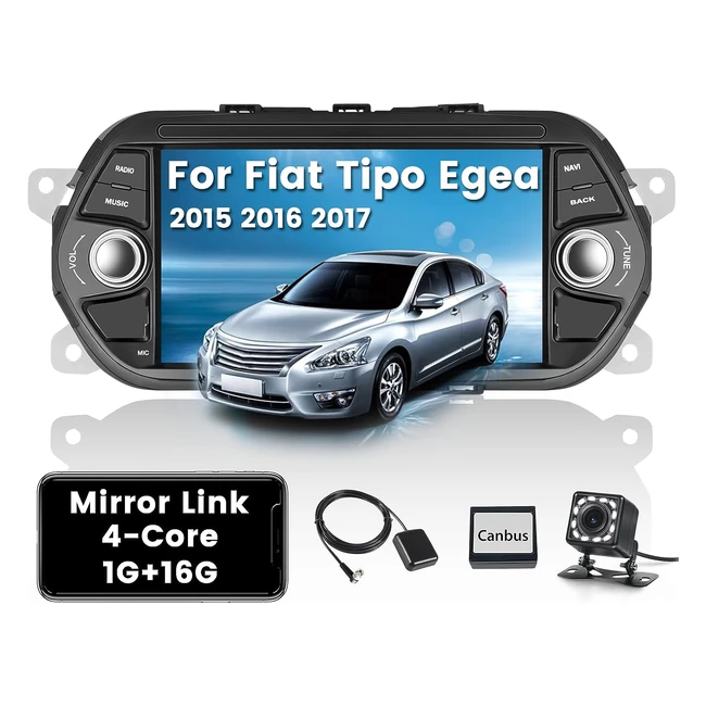Autoradio Android 11 Hikity per Fiat Tipo Egea 2015-2017 - Schermo 7'' Touchscreen, Bluetooth, GPS, WiFi, Mirror Link