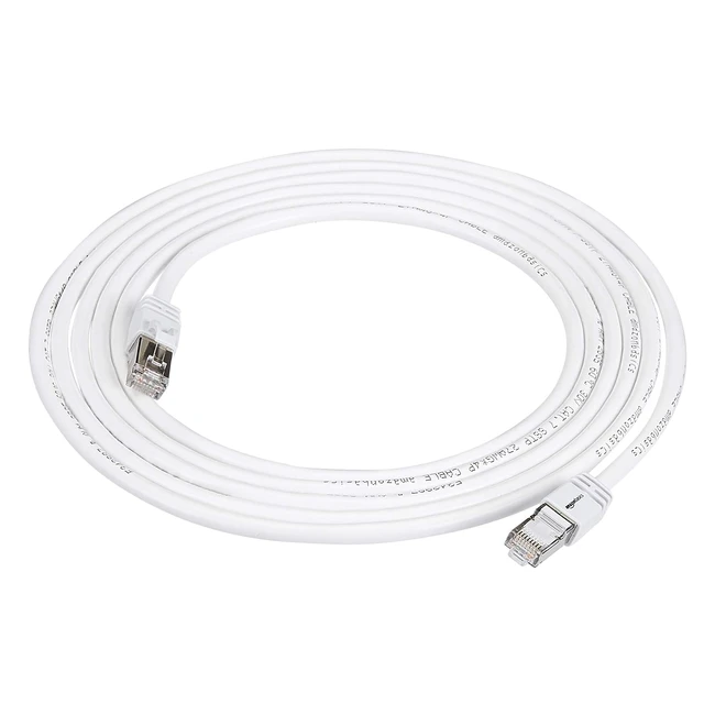 Highspeed Gigabit Ethernet Patch Cable - Amazon Basics Cat 7 - White - 10ft/3m - 1 Pack