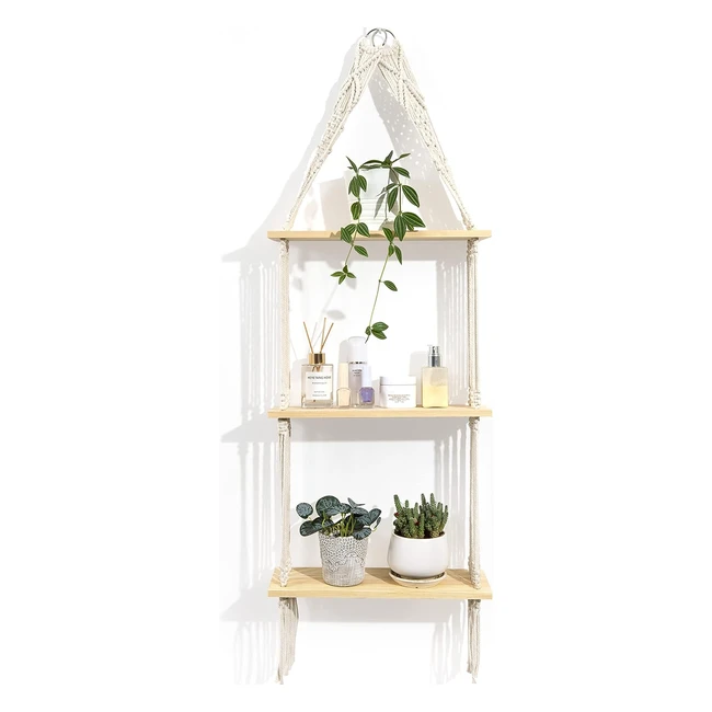 Estantería de Pared Sumgar de Madera Macramé - Boho Deco - Niveles