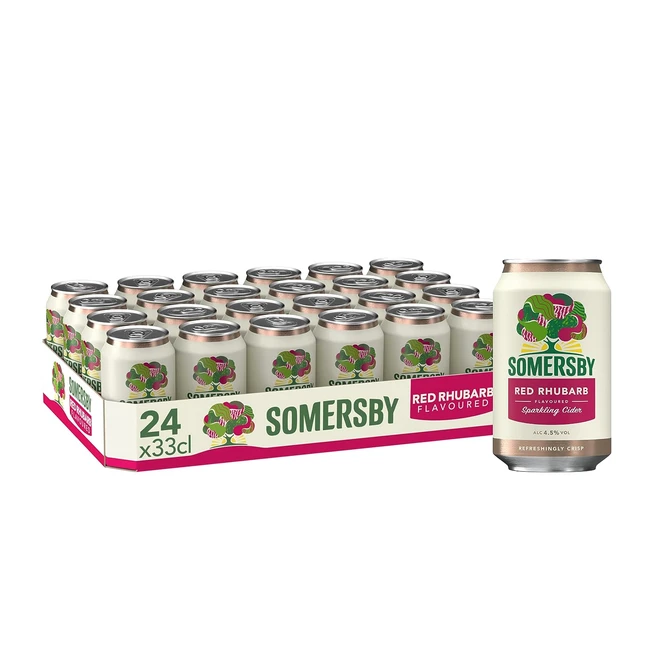 Somersby Red Rhubarb Cider - Erfrischender spritziger Cider mit Rhabarbergeschmack - 24 x 0,33 l