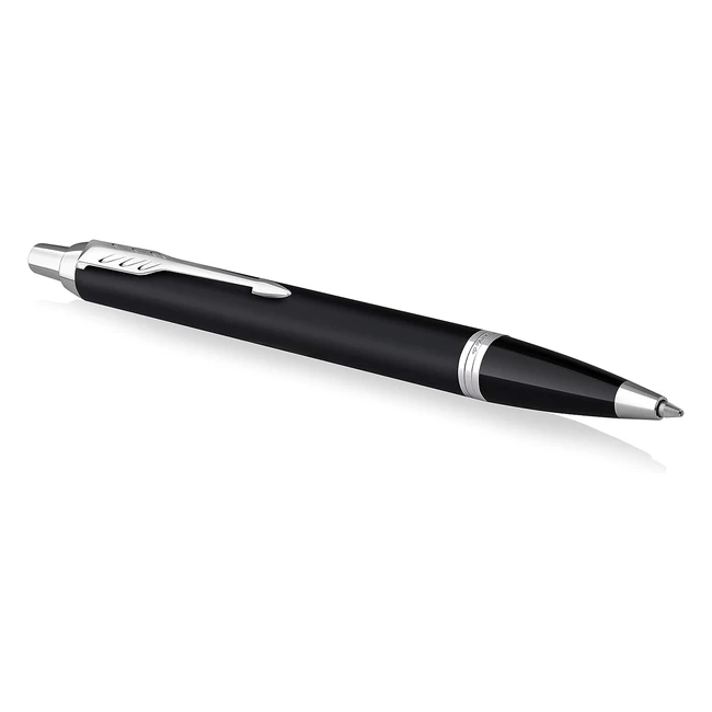 Parker IM Penna a Sfera Nero Opaco - Puntale Cromato - Punta Media - Inchiostro Blu - Confezione Regalo