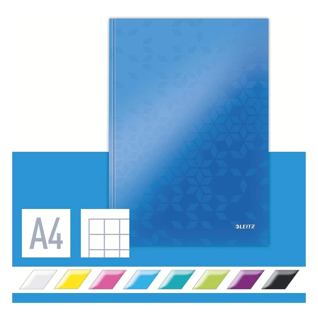 Leitz WOW Quaderno a Quadretti A4 160 Pagine Carta 90 grmq Blu