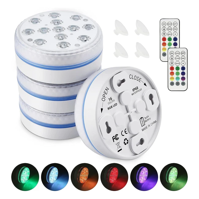Lumière Piscine LED Magnétique - Étanche IP68 - RGB Couleurs - Télécommande - 4 Pièces