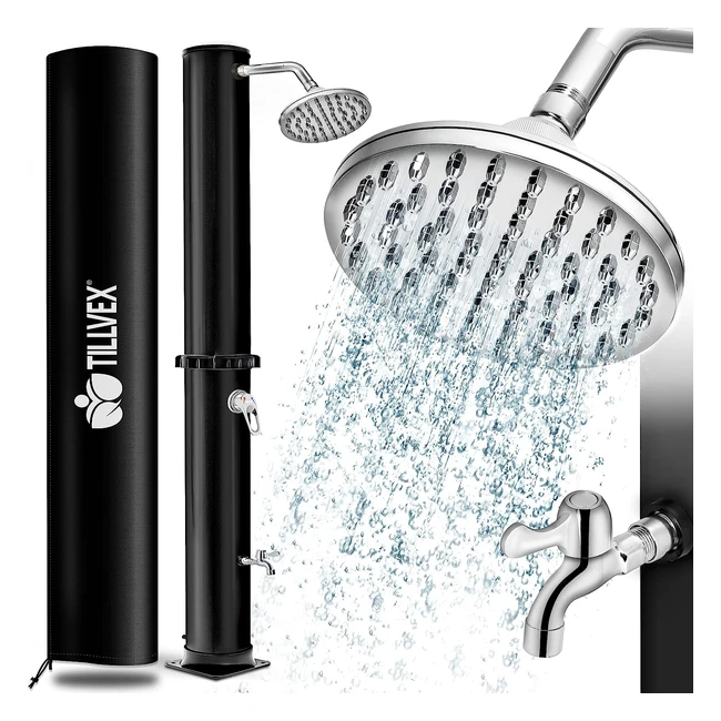 Tillvex Solar Dusche 40l inkl. Schutzabdeckung, warmes Wasser, Camping, ohne Stromanschluss
