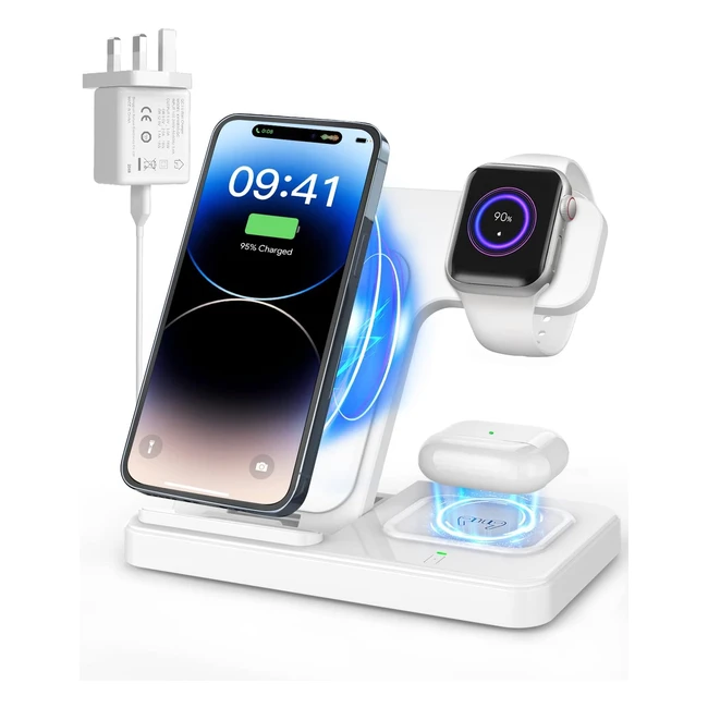 3 in 1 Wireless Charger Dock for iPhone & Apple Watch | Foldable & Portable | Fast Charging
