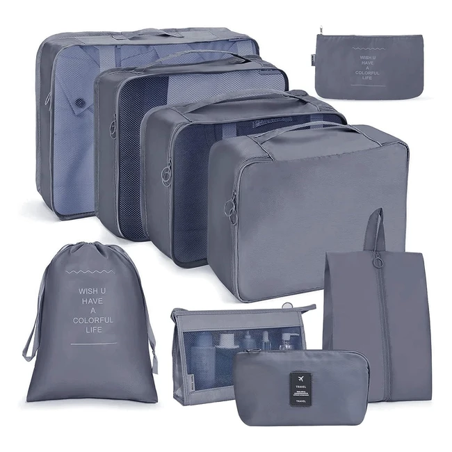 Waterproof Travel Organizer Packing Cubes - 9pcs Set by OSDUE