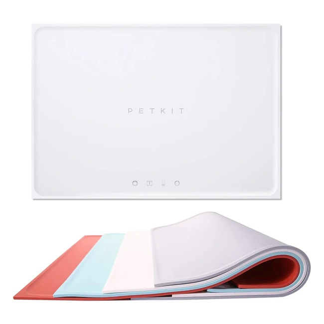 PETKIT Pet Feeding Mat, FDA Grade Silicone, wasserdicht, rutschfest, faltbar, tragbar, 47x34cm, weiß