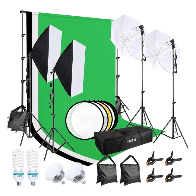 Kit de Softbox Fgen para Estudio Fotográfico - Algodón 26mx3m - Saco de Arena - Producto Retrato y Fotografía