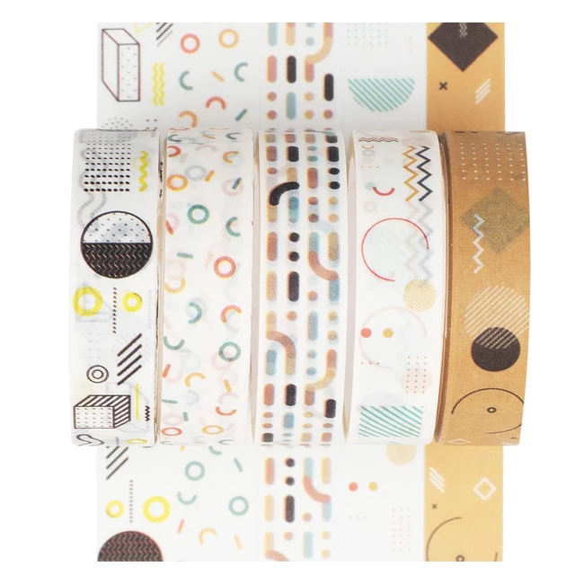 Set 5 rotoli washi tape YUBX per fai da te - Nastro decorativo per diari, proiettili, pianificatori e scrapbooking