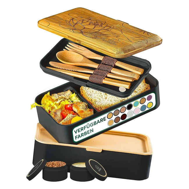 Umami Porta Pranzo 12L Lunch Box Ermetico con 4 Scomparti e Posate - Pratico e S