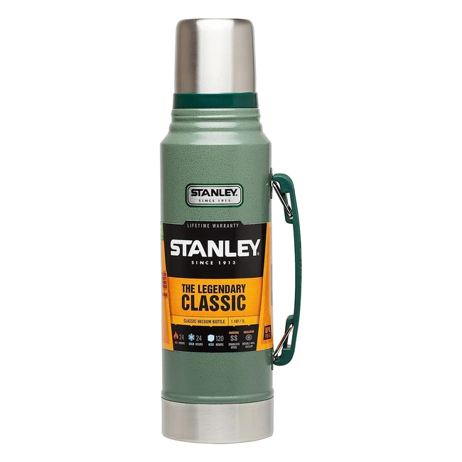 Stanley Classic Legendary Bottle 1L Hammertone Green - Keeps 24 Hours Hot or Col