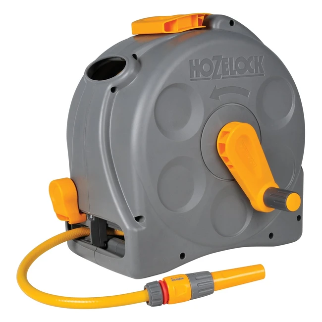 Hozelock 2in1 Compact Hose Reel 25m - Portable/Wallmounted - Easy Rewind - Nozzle Fittings - 2415R0000