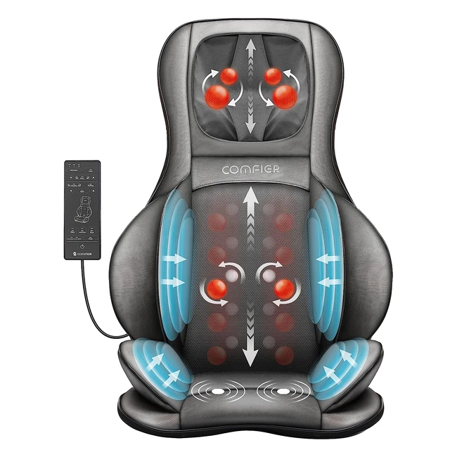 Comfier Shiatsu Back Massager with Heat - Deep Tissue Kneading Massage Chair Pad