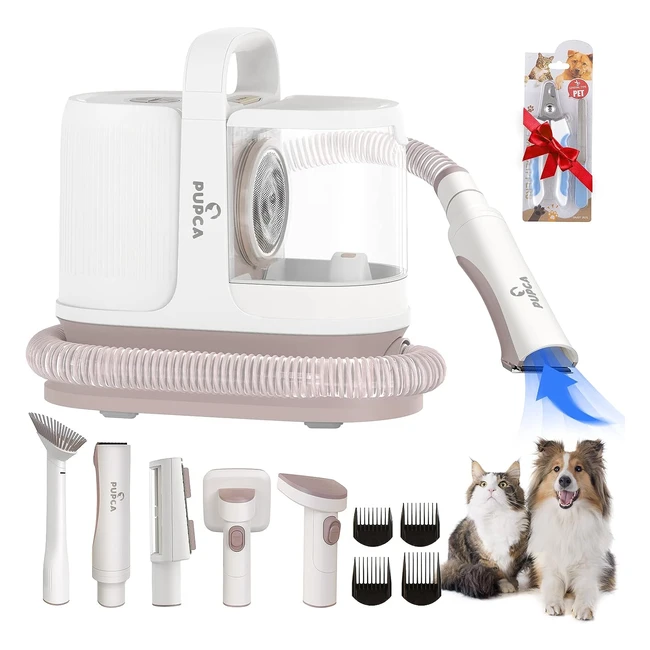 Tondeuse professionnelle pour chien/chat Pupca - Kit de toilettage 7 outils - Aspirateur sous vide 13000pa
