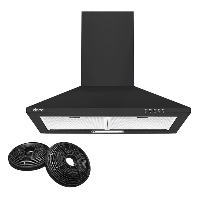 Ciarra CBCB6201 60cm Chimney Cooker Hood Class A | 370m³/h | LED Bulbs | Black