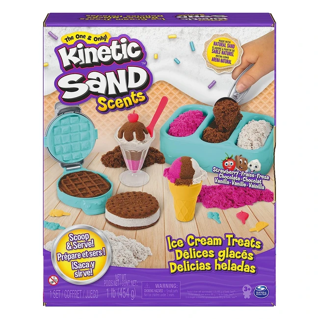 Kinetic Sand Scents Ice Cream Treats Playset - All-Natural Scented Sand - 6 Serv