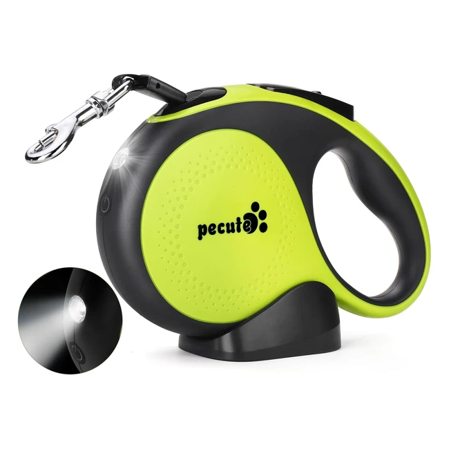 Pecute Retractable Dog Leash with LED Light - 360 Tangle-Free, Anti-Slip Handle, Quick Brake - Up to 110lbs