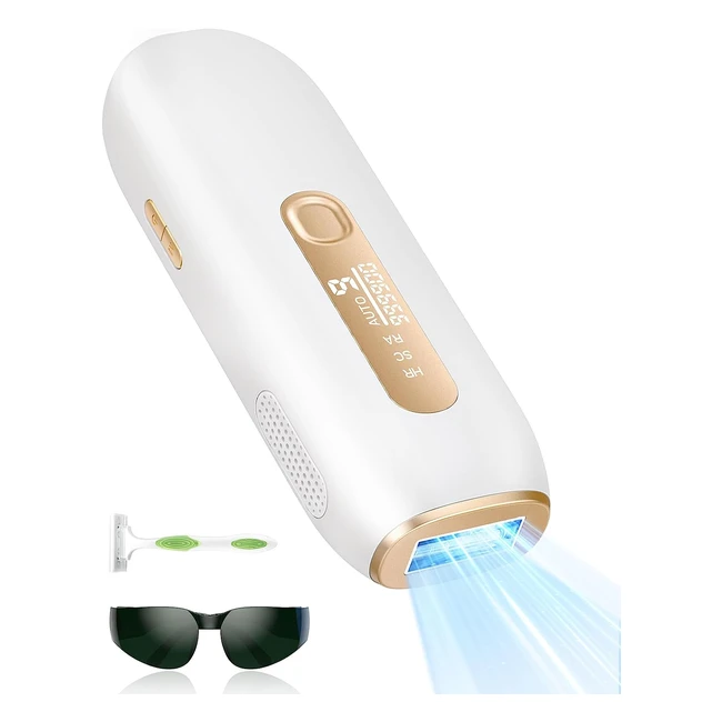 Épilateur à lumière pulsée amélioré - 3 fonctions, 9 niveaux d'énergie - Épilation sans douleur - 999900 flashes