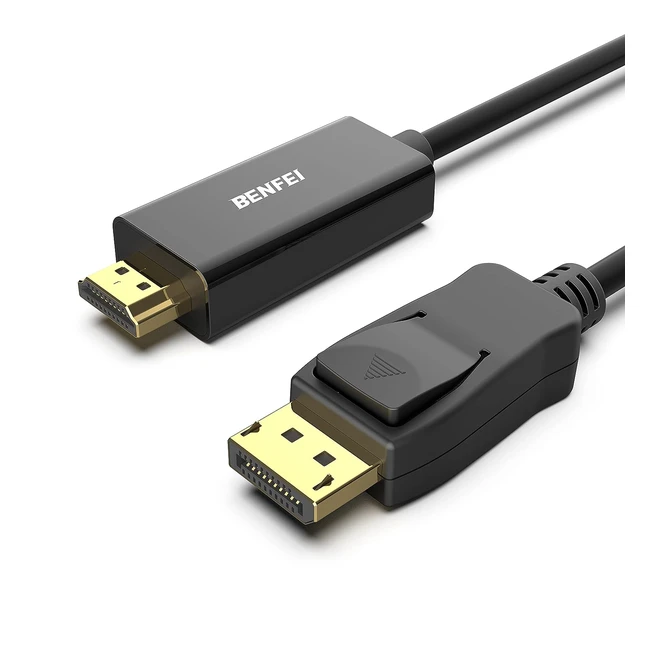 Câble DisplayPort vers HDMI Benfei - Adaptateur DisplayPort vers HDMI - Plaqué Or - Lenovo HP Asus Dell - 09m