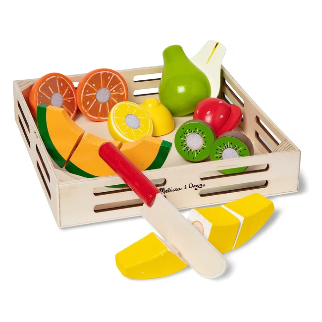 Melissa  Doug Wooden Fruit Toy Cutting Set - Kids Play Food - 17 Piece Set